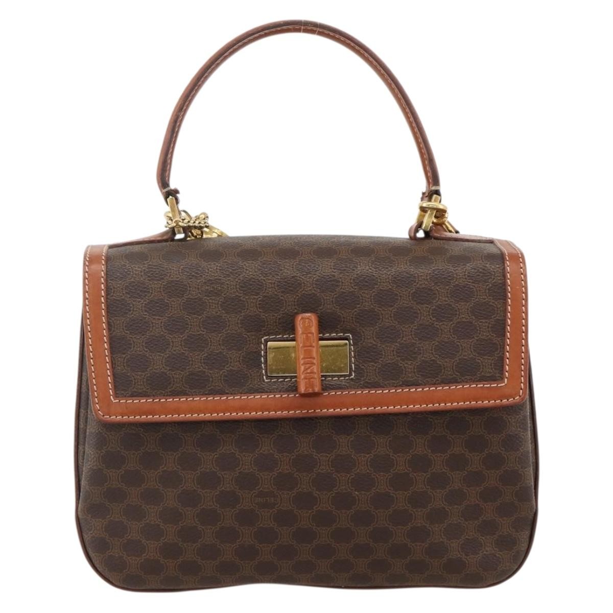 Celine Vintage Convertible Top Handle Macadam Coated Canvas Medium