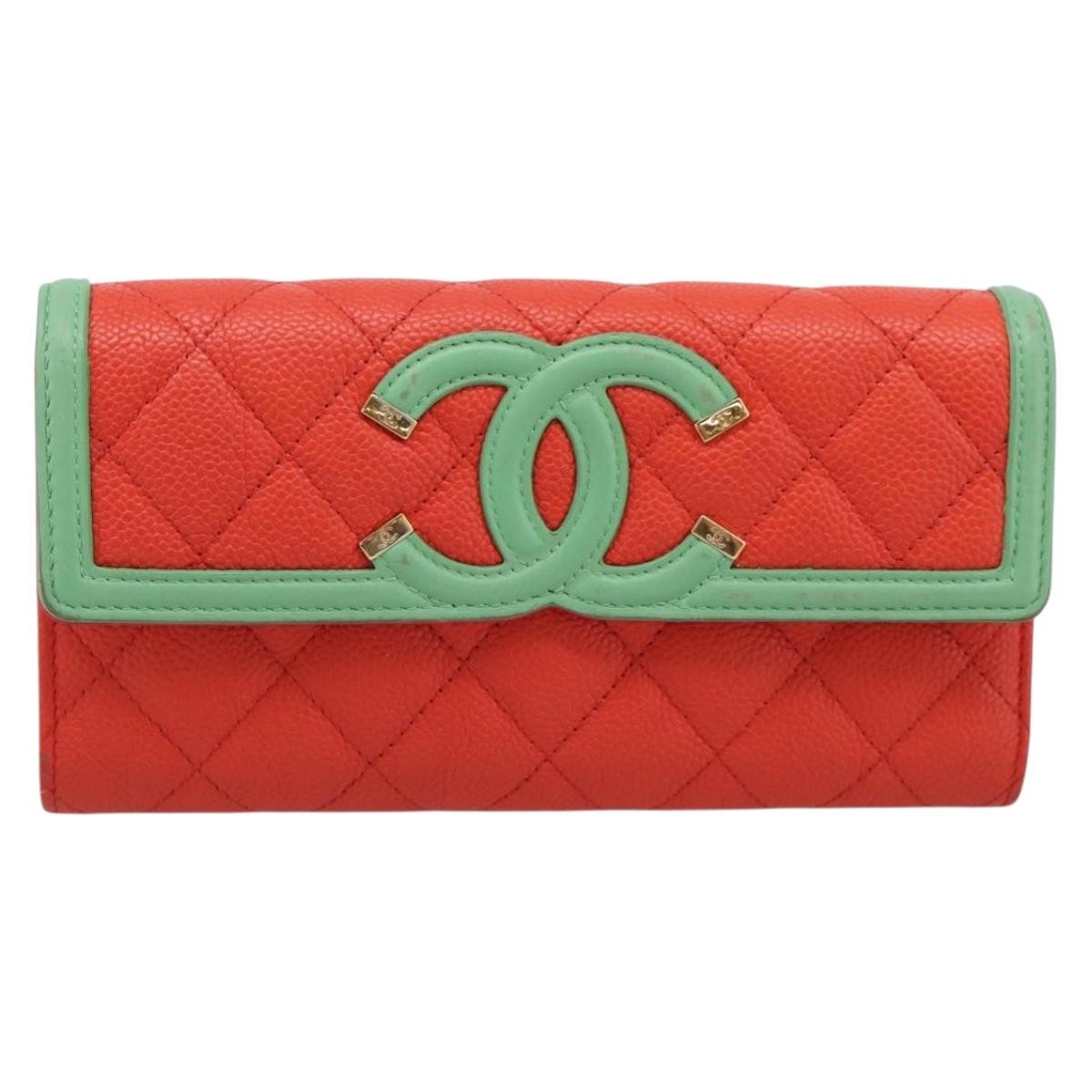 Chanel Filigree Flap Quilted Caviar Long