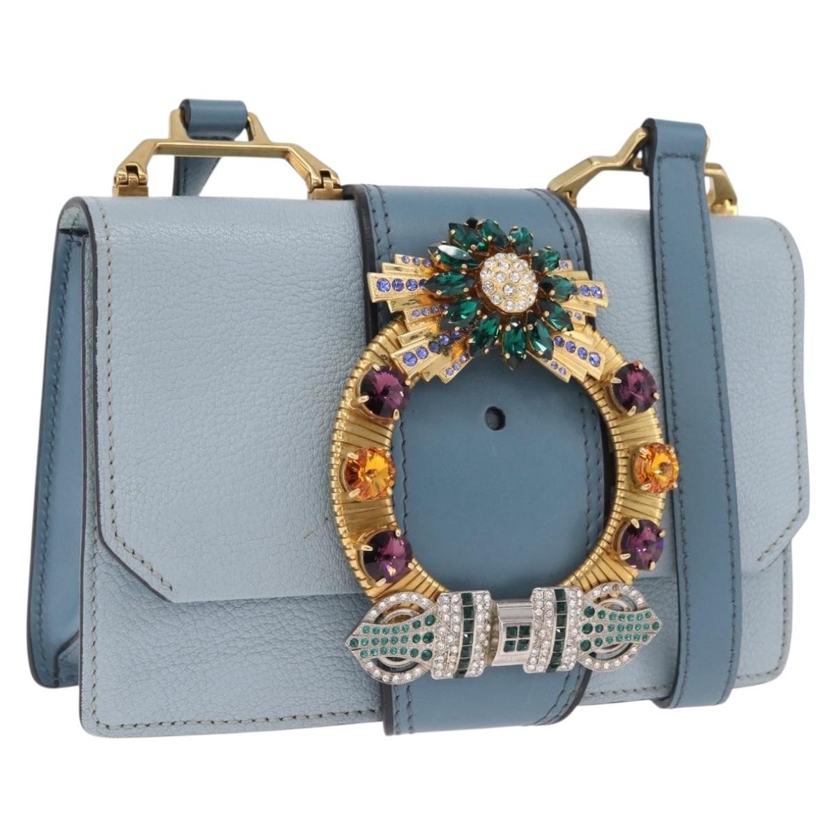 Miu Miu Madras Crystal Buckle Leather Small
