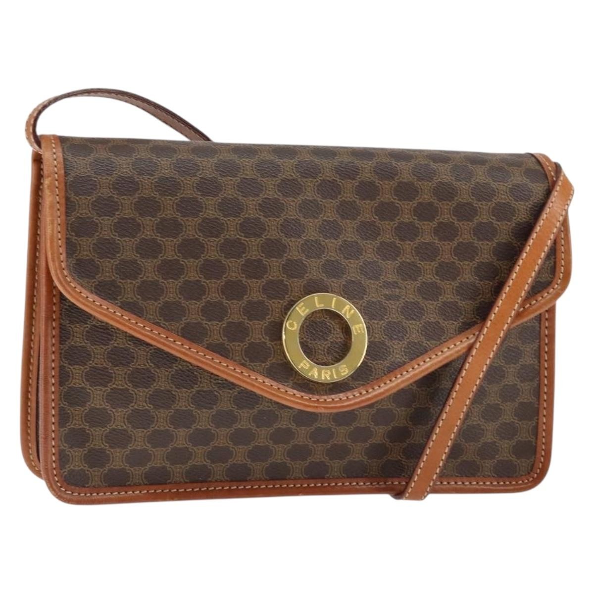 Celine Vintage Macadam Circle Logo Shoulder Bag Canvas and Leather Product Image