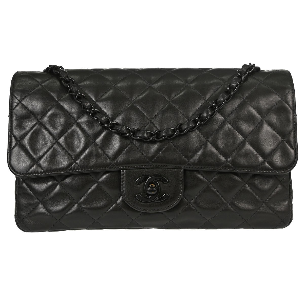 Chanel So Black Classic Single Flap Quilted Lambskin Medium