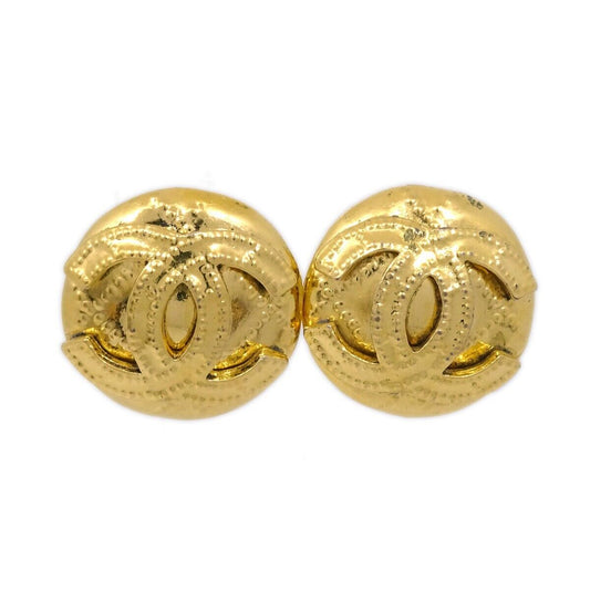 Chanel Vintage CC Round Clip-On Earrings Metal Small