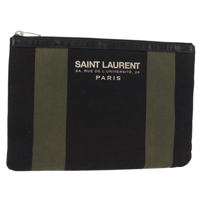 Saint Laurent Beach Zip Pouch Canvas Medium