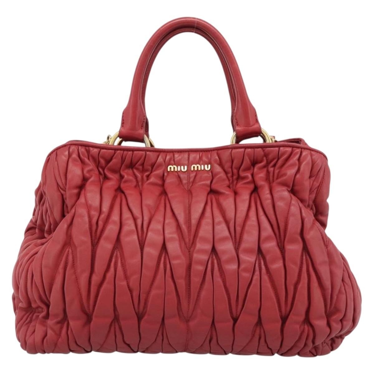 Miu Miu Matelassé Nappa Leather Top Handle Bag Leather Product Image