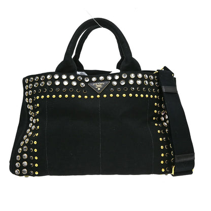 Prada Canapa Convertible Rhinestone Embellished Canvas Large