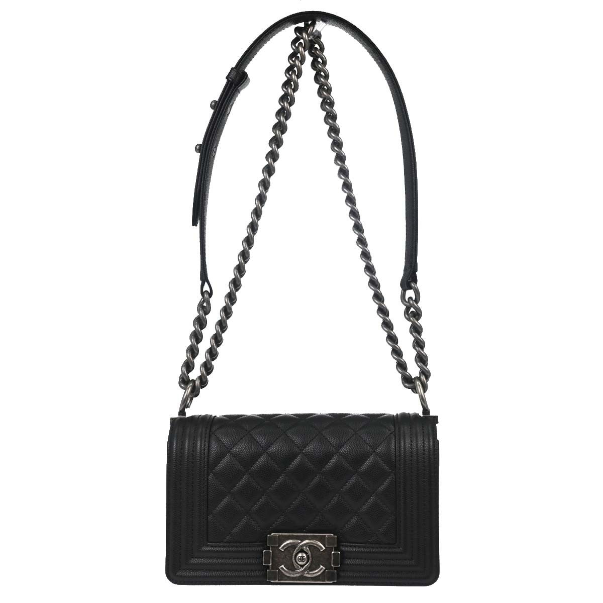 Chanel So Black Boy Flap Quilted Caviar Small