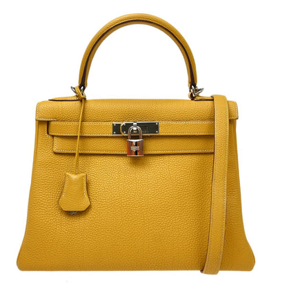 Hermes Kelly Handbag Yellow Togo with Palladium Hardware 35