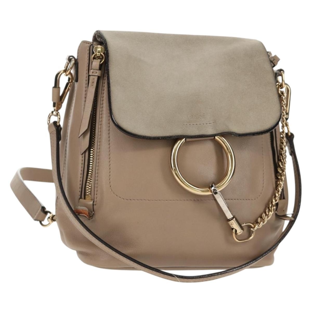 Chloe Faye Backpack Leather and Suede Small