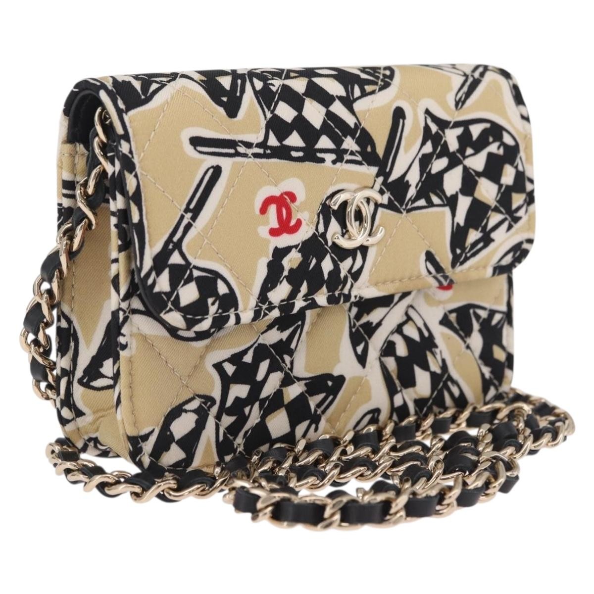 Chanel Flap Card Holder on Chain Quilted Printed Canvas Product Image