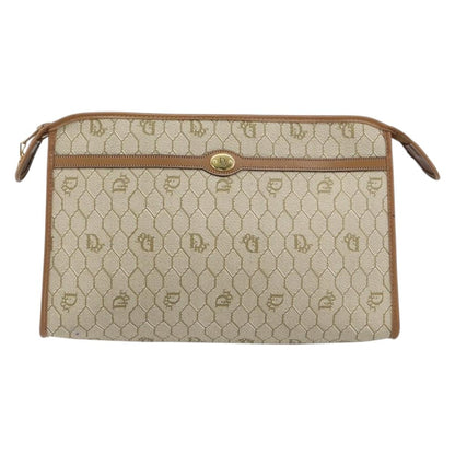 Christian Dior Vintage Honeycomb Zip Pouch Coated Canvas Medium