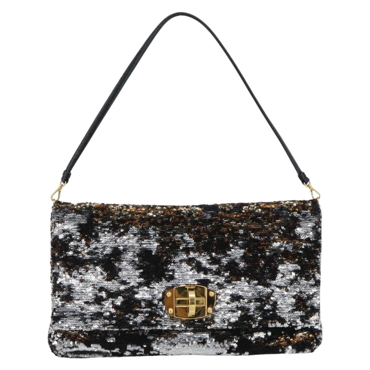 Miu Miu Belted Flap Turnlock Messenger Sequin Embellished Leather Small