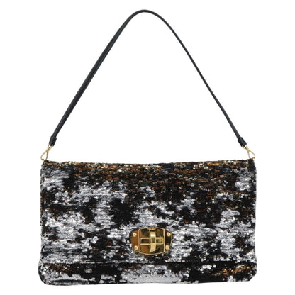 Miu Miu Belted Flap Turnlock Messenger Sequin Embellished Leather Small