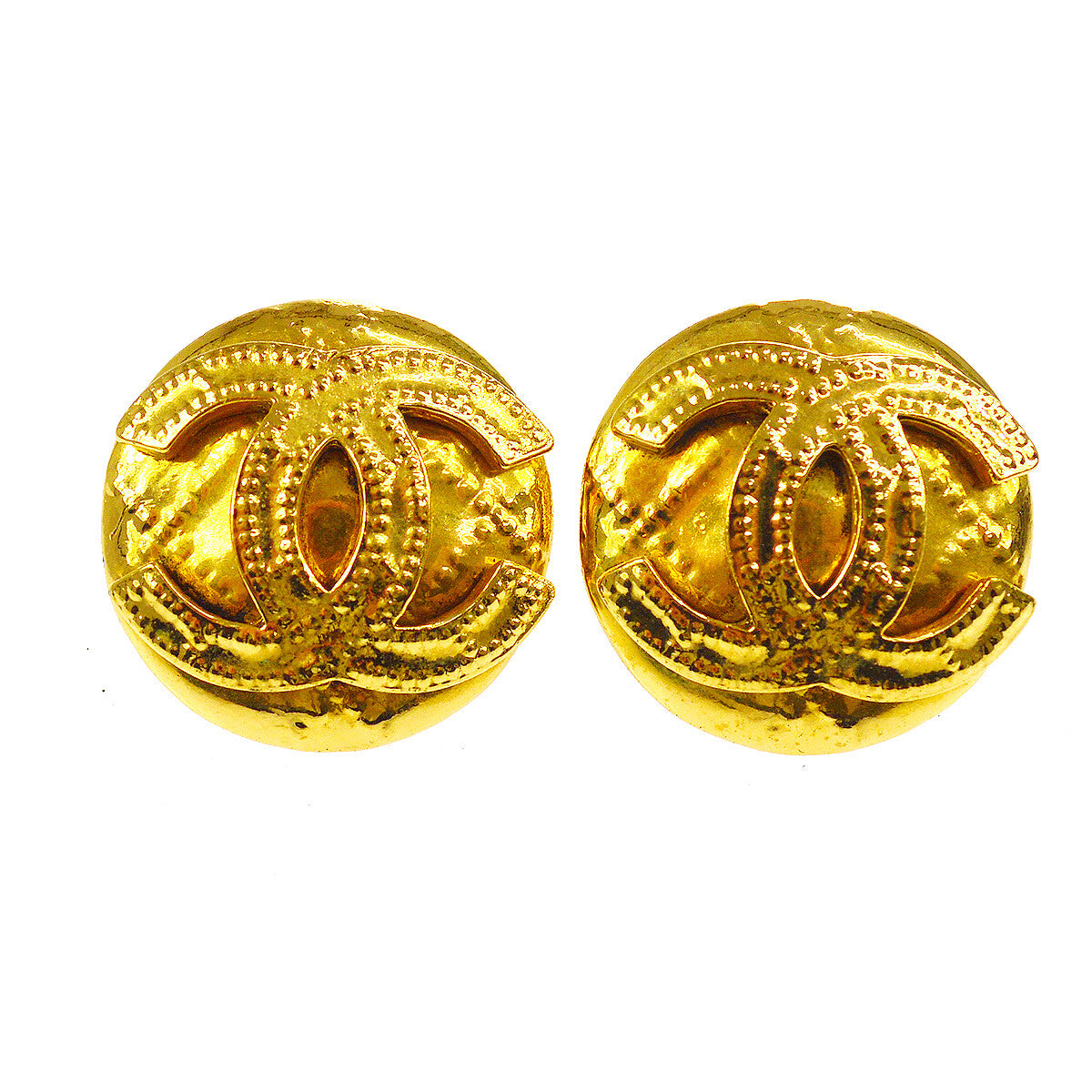 Chanel CC Button Clip-On Earrings Metal Product Image