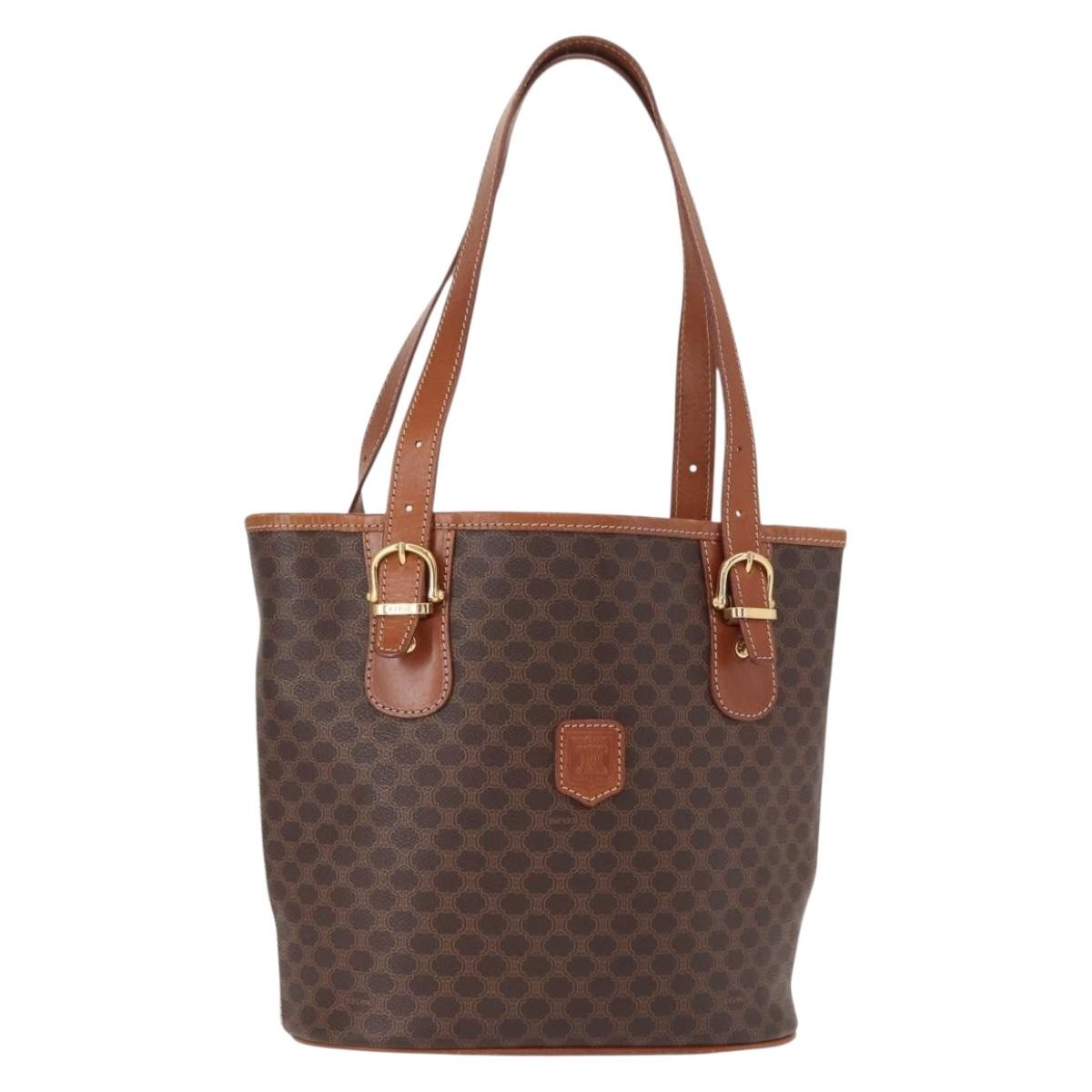 Celine Vintage Macadam Shoulder Bag Canvas and Leather Product Image