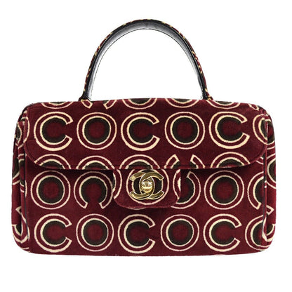 Chanel CC Top Handle Bag Coco Print Velvet Medium