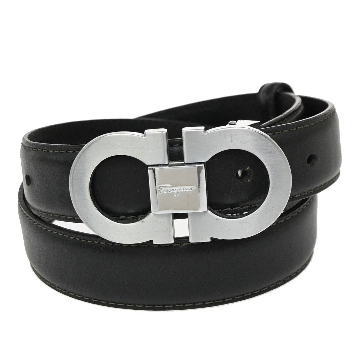 Salvatore Ferragamo Gancini Belt Leather Thin