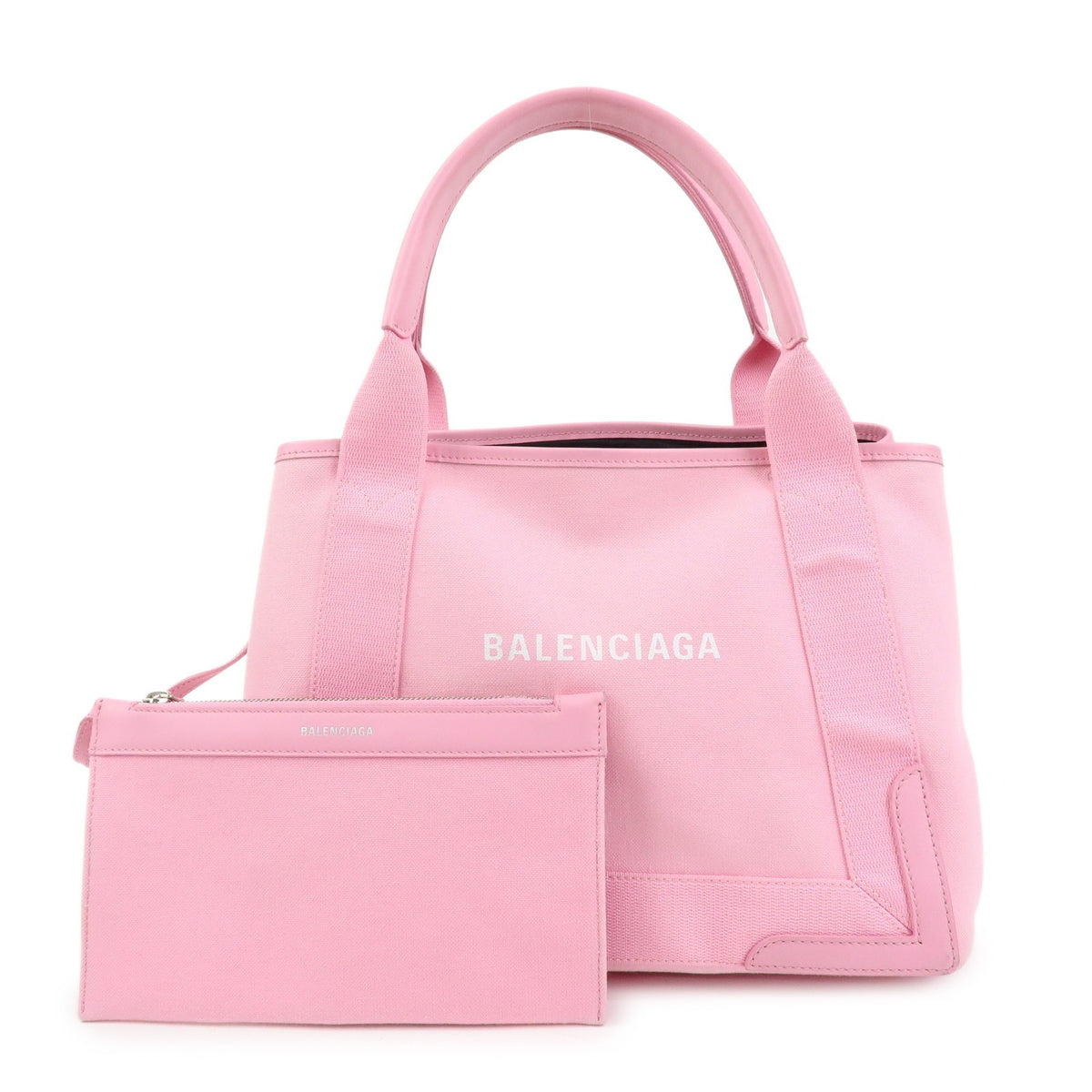 Balenciaga Navy Cabas Canvas with Leather Small