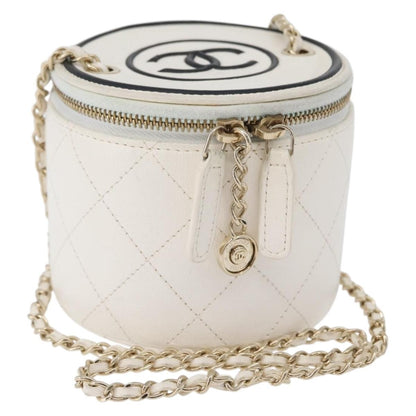 Chanel CC Round Vanity Case with Chain Quilted Lambskin Mini