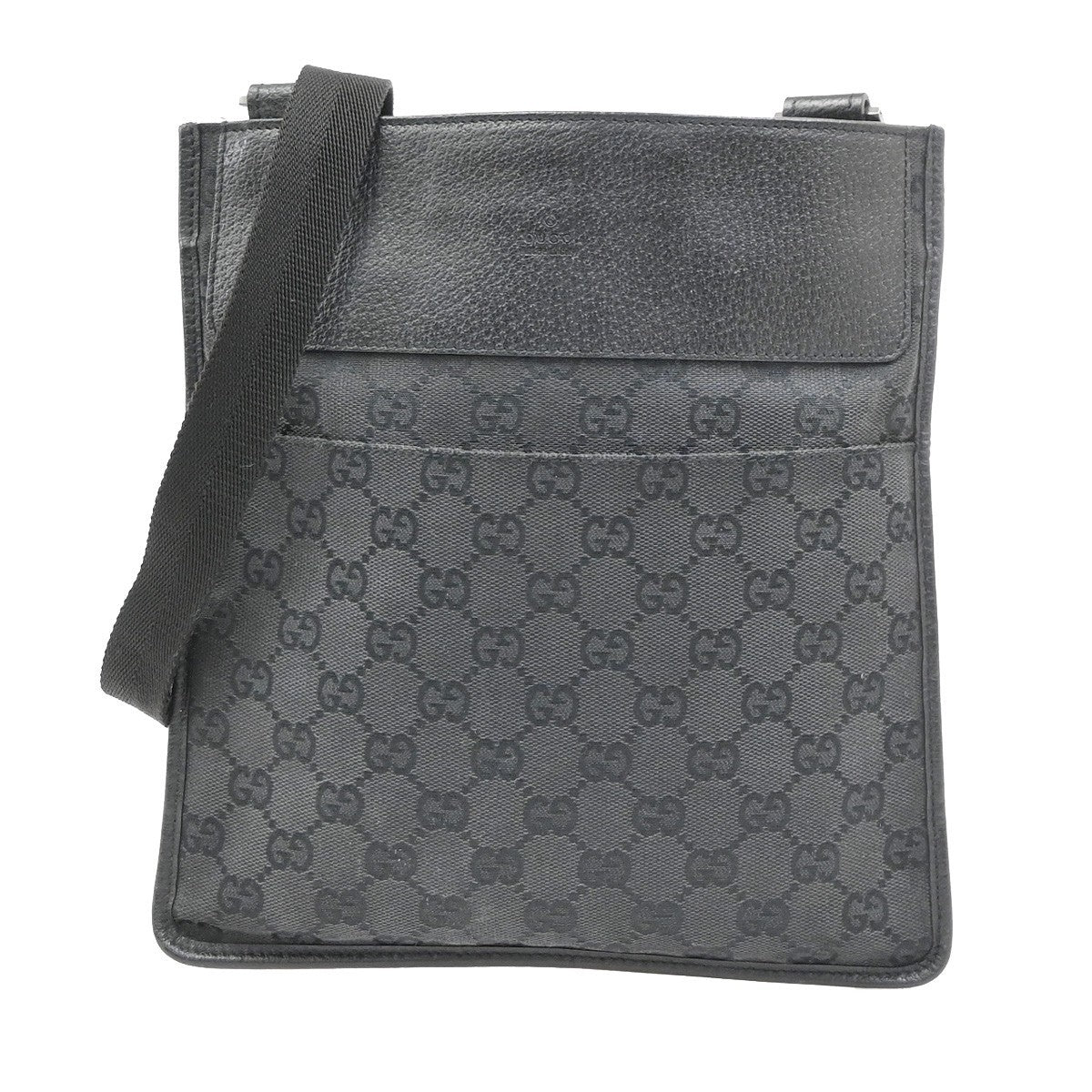 Gucci Vintage Flat Messenger GG Canvas and Leather Small