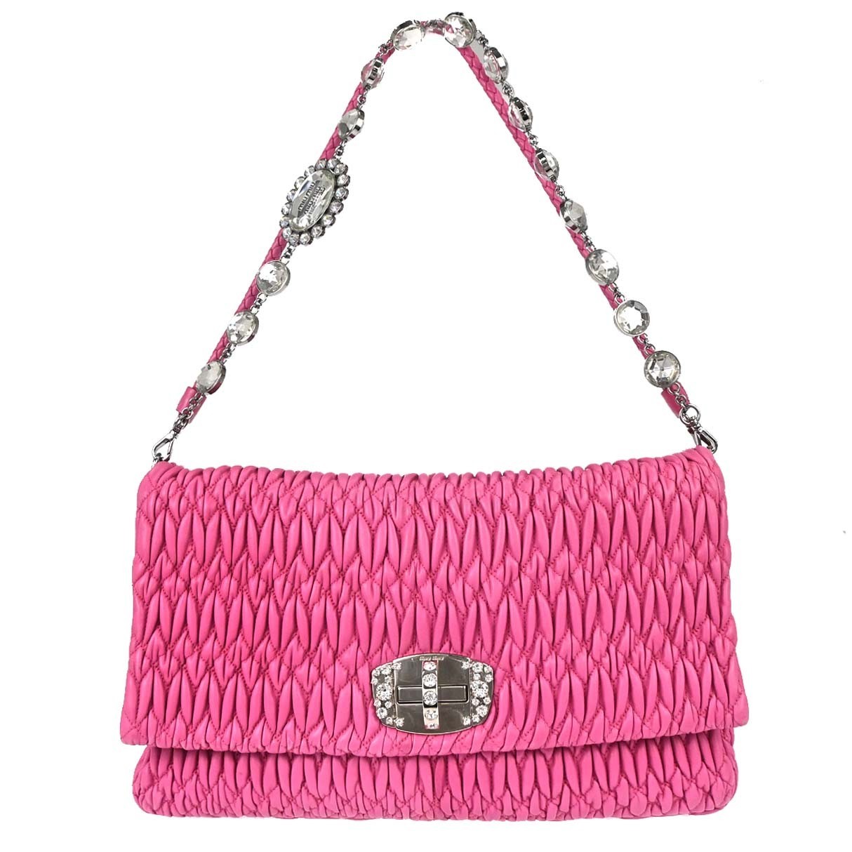 Miu Miu Crystal Clutch Matelasse Leather Medium