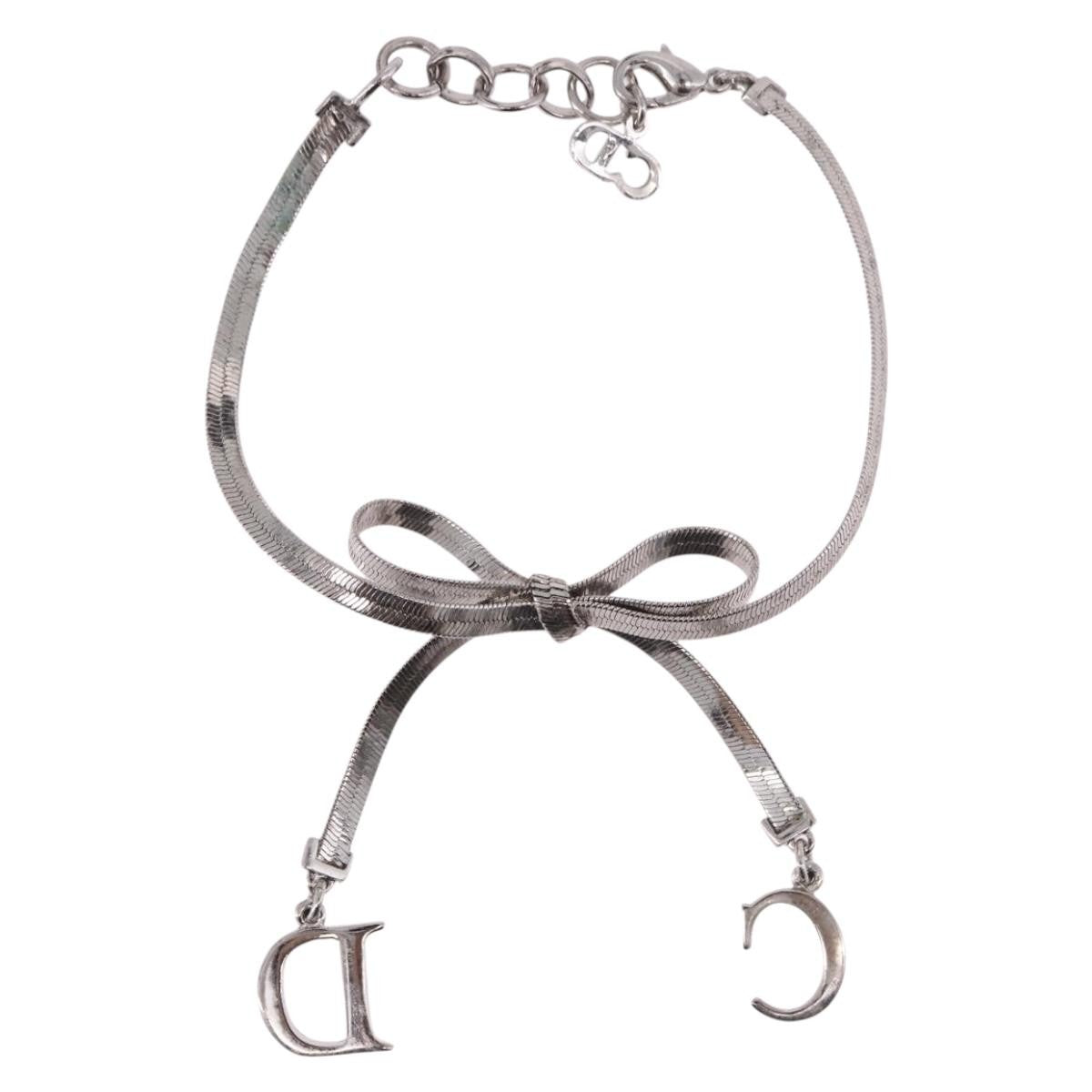 Christian Dior Vintage Ribbon Bow Snake Chain Metal Product Image