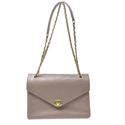 Chanel Envelope Compartment Flap Chevron Calfskin Medium