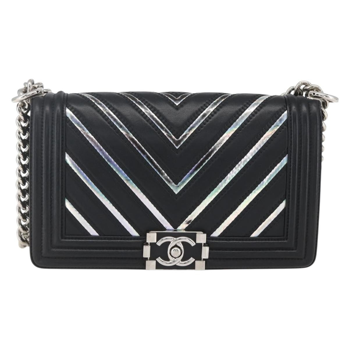 Chanel Boy Flap Bag Chevron Lambskin with Holographic PVC Old Medium