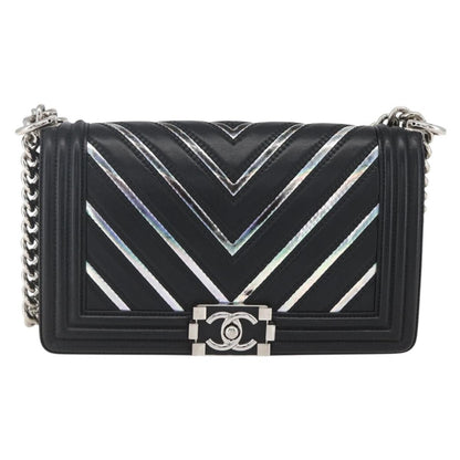 Chanel Boy Flap Bag Chevron Lambskin with Holographic PVC Old Medium
