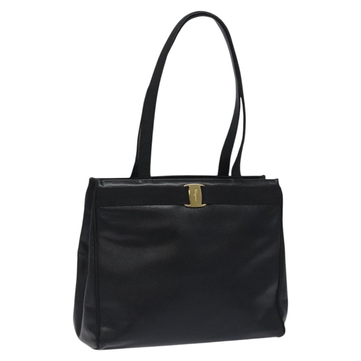 Salvatore Ferragamo Vintage Vara Bow Tote Lizard Embossed Leather Medium