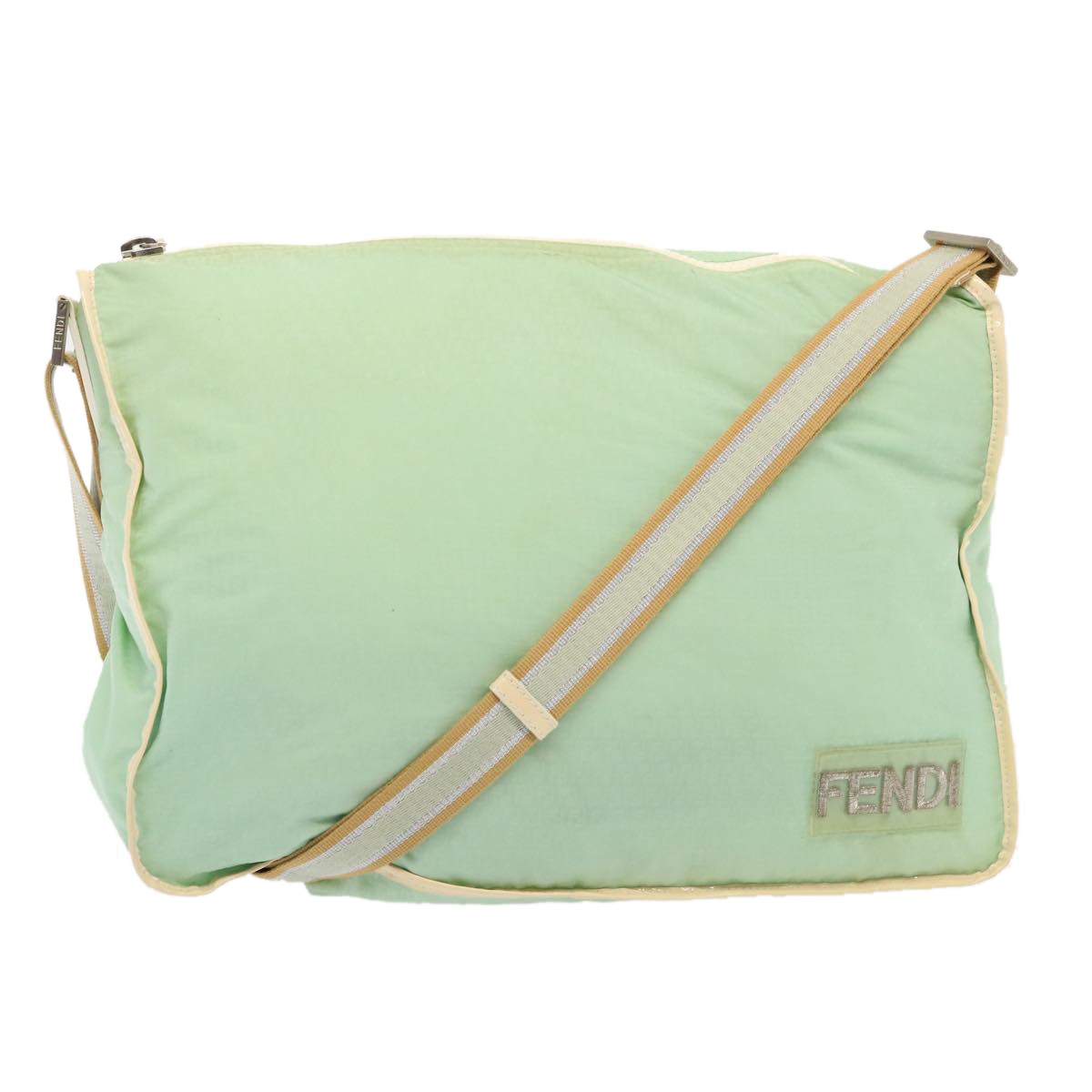 Fendi Vintage FF Zip Shoulder Bag Zucchino Canvas Medium