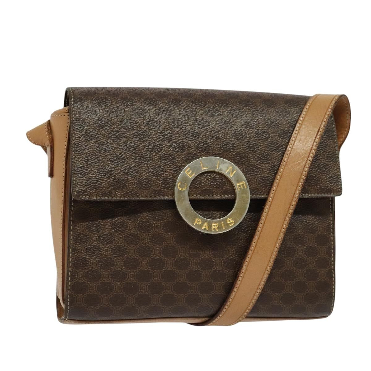 Celine Vintage Macadam Circle Logo Canvas and Leather Product Image