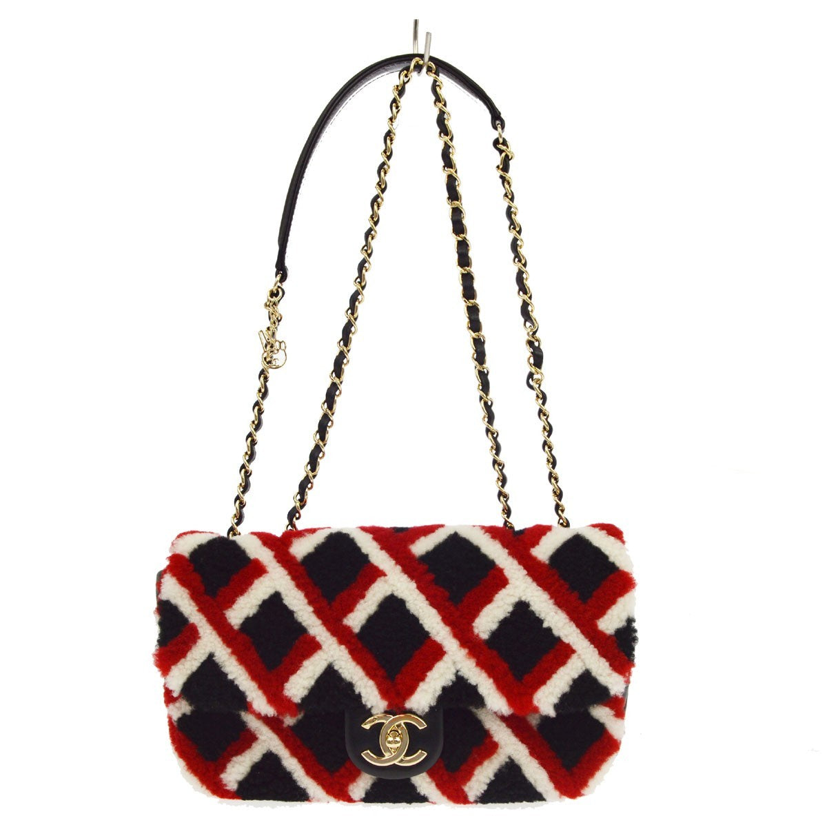 Chanel Emoticon CC Flap Shearling with Quilted Lambskin Medium