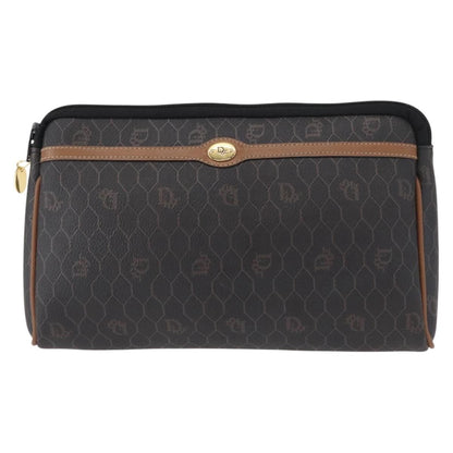 Christian Dior Vintage Honeycomb Zip Pouch Coated Canvas Medium
