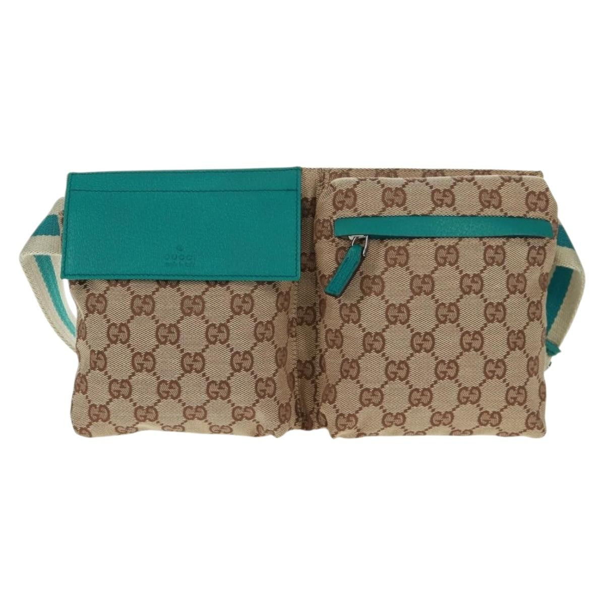 Gucci Vintage Double Belt Bag GG Canvas with Leather Small