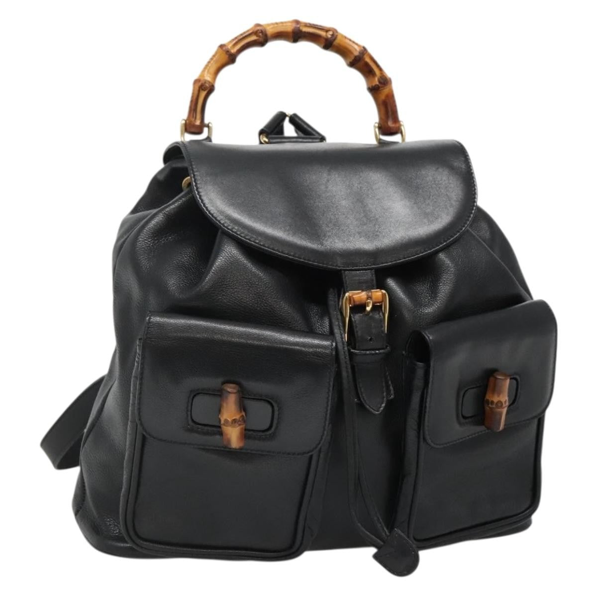 Gucci Vintage Bamboo Backpack Leather Product Image