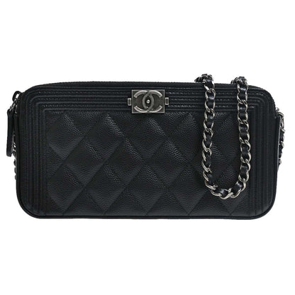 Chanel Boy Double Zip Clutch with Chain Quilted Lambskin Product Image