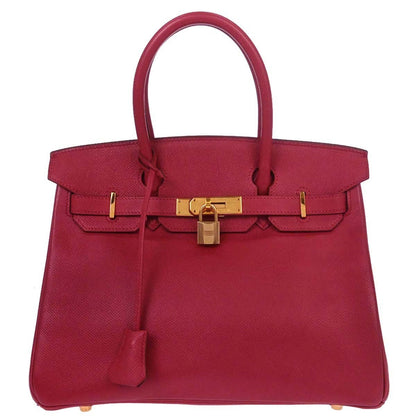 Hermes Birkin Red Courchevel with Gold Hardware 30