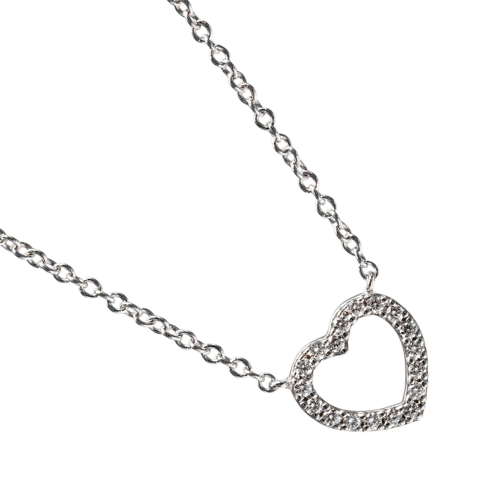 Tiffany & Co. Metro Heart Pendant 18K White Gold and Diamonds Mini