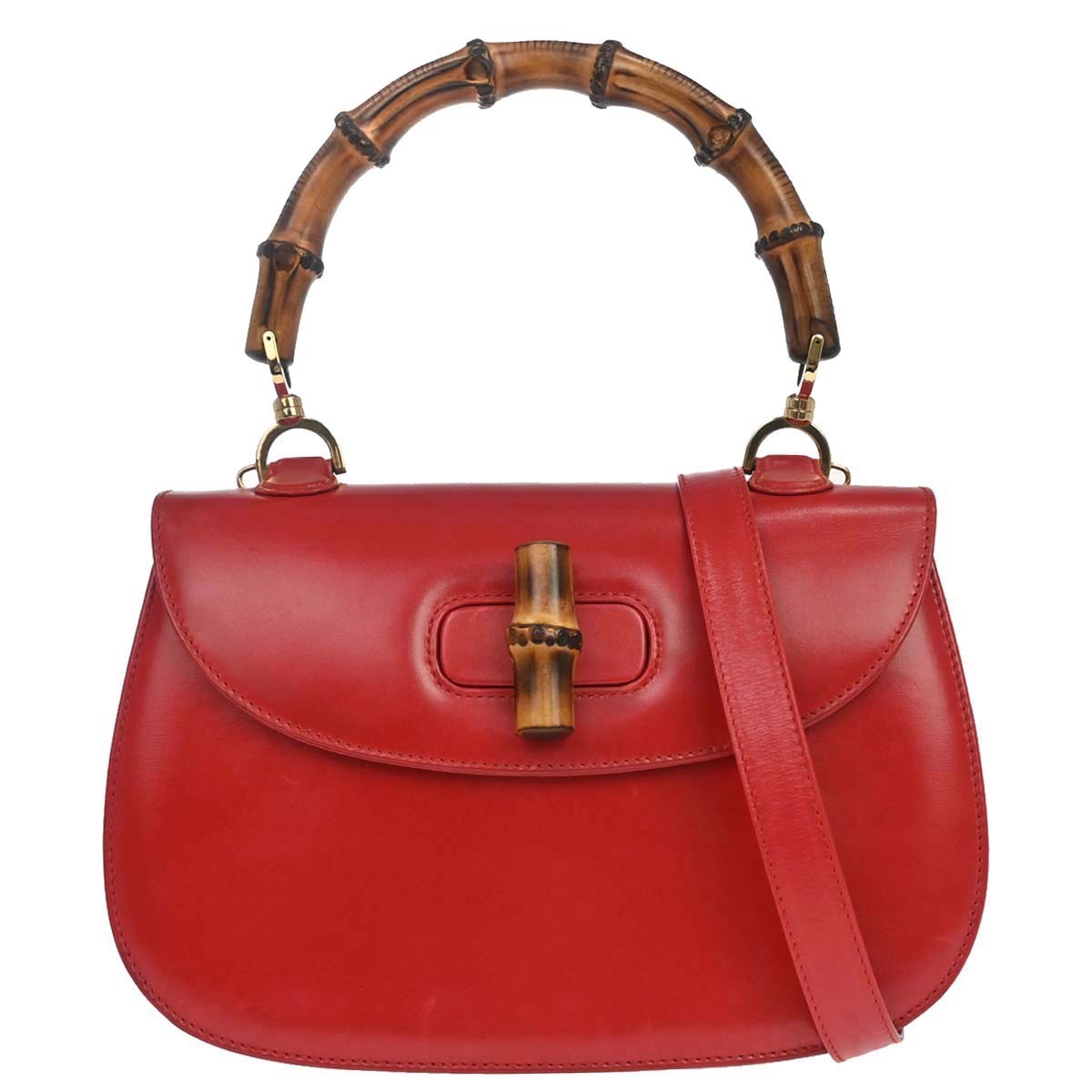 Gucci Vintage Convertible Bamboo Top Handle Leather Medium