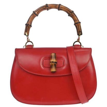 Gucci Vintage Convertible Bamboo Top Handle Leather Medium