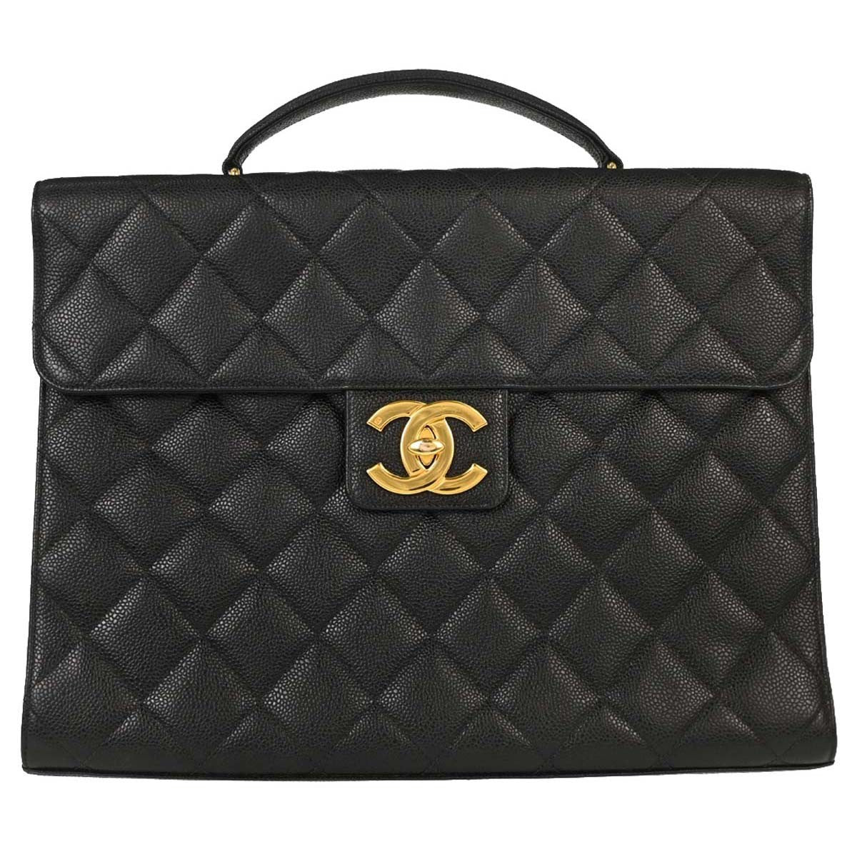 Chanel Vintage Two-Tone Kelly Top Handle Quilted Caviar Jumbo