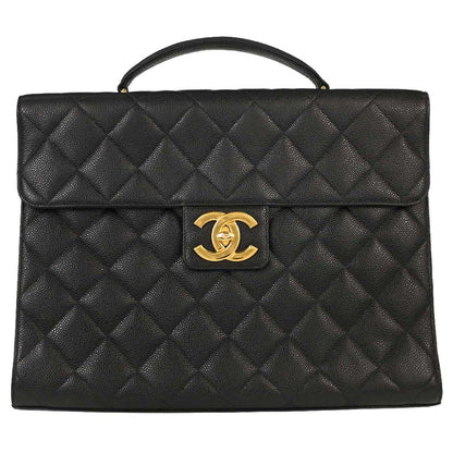 Chanel Vintage Two-Tone Kelly Top Handle Quilted Caviar Jumbo