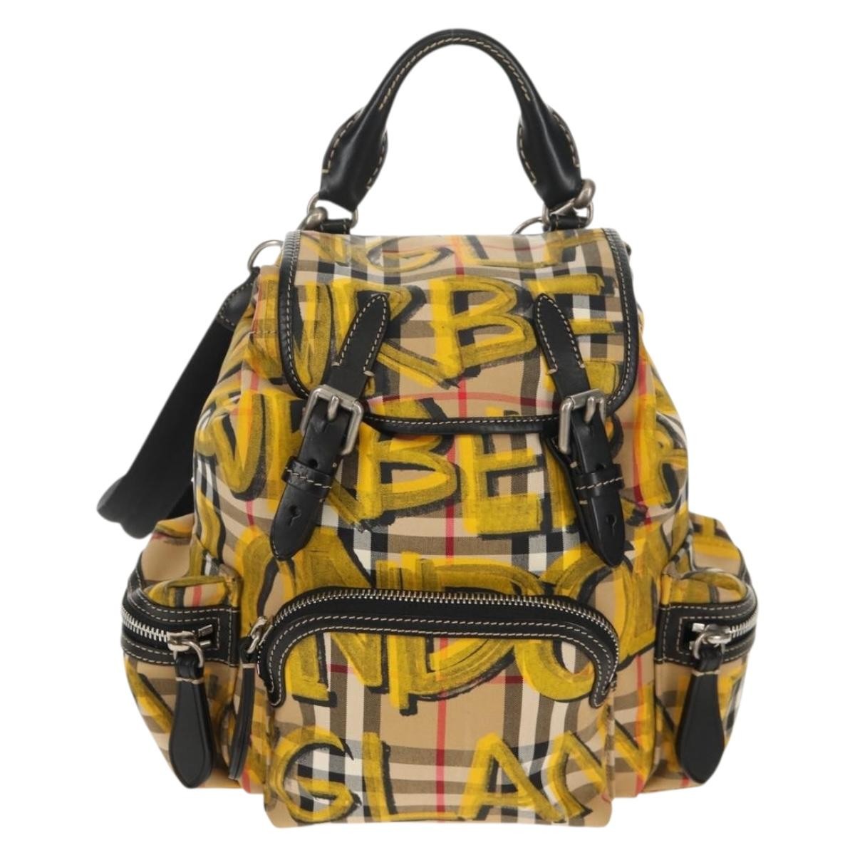 Burberry Graffiti Rucksack Backpack Vintage Check Canvas Small