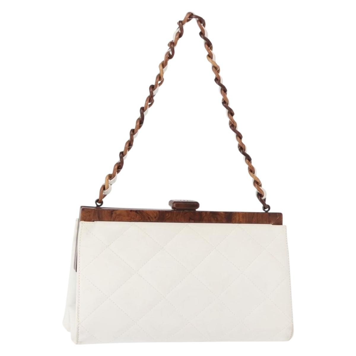 Chanel Wooden Frame Striped Shoulder Bag Leather Product Image