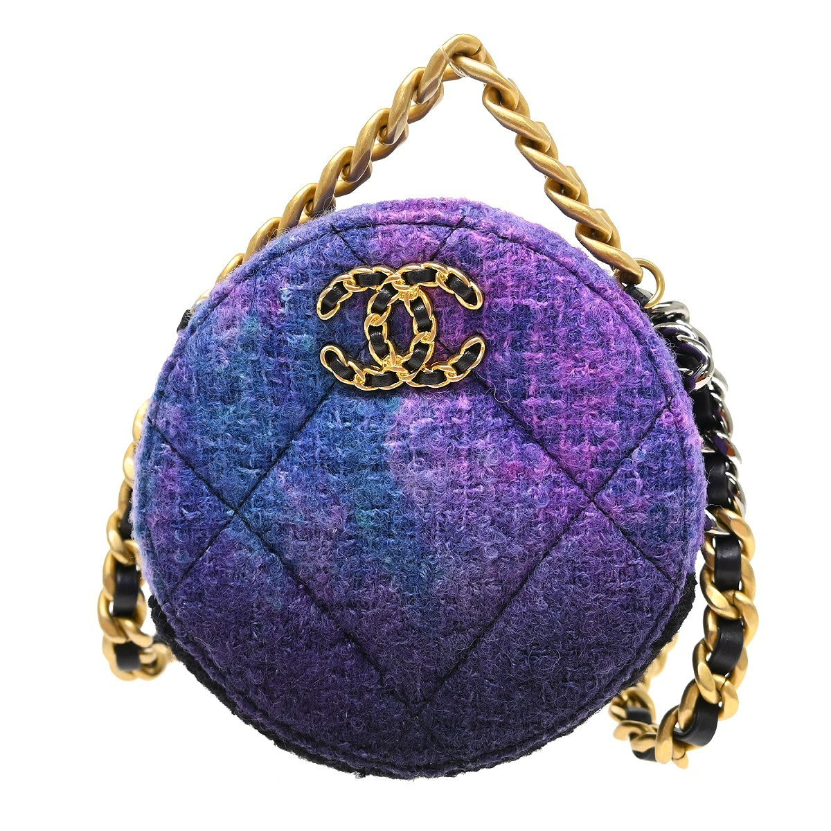 Chanel 19 Round Clutch with Chain Quilted Tweed Product Image