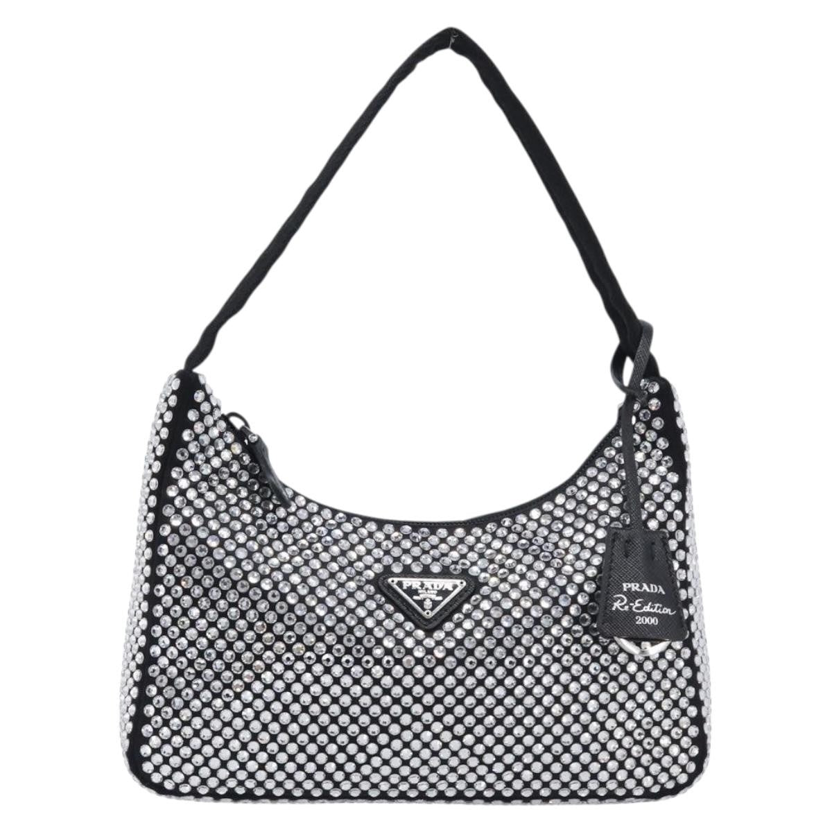Prada Re-Edition 2000 Hobo Crystal Embellished Satin Mini