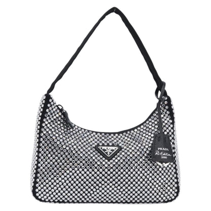 Prada Re-Edition 2000 Hobo Crystal Embellished Satin Mini