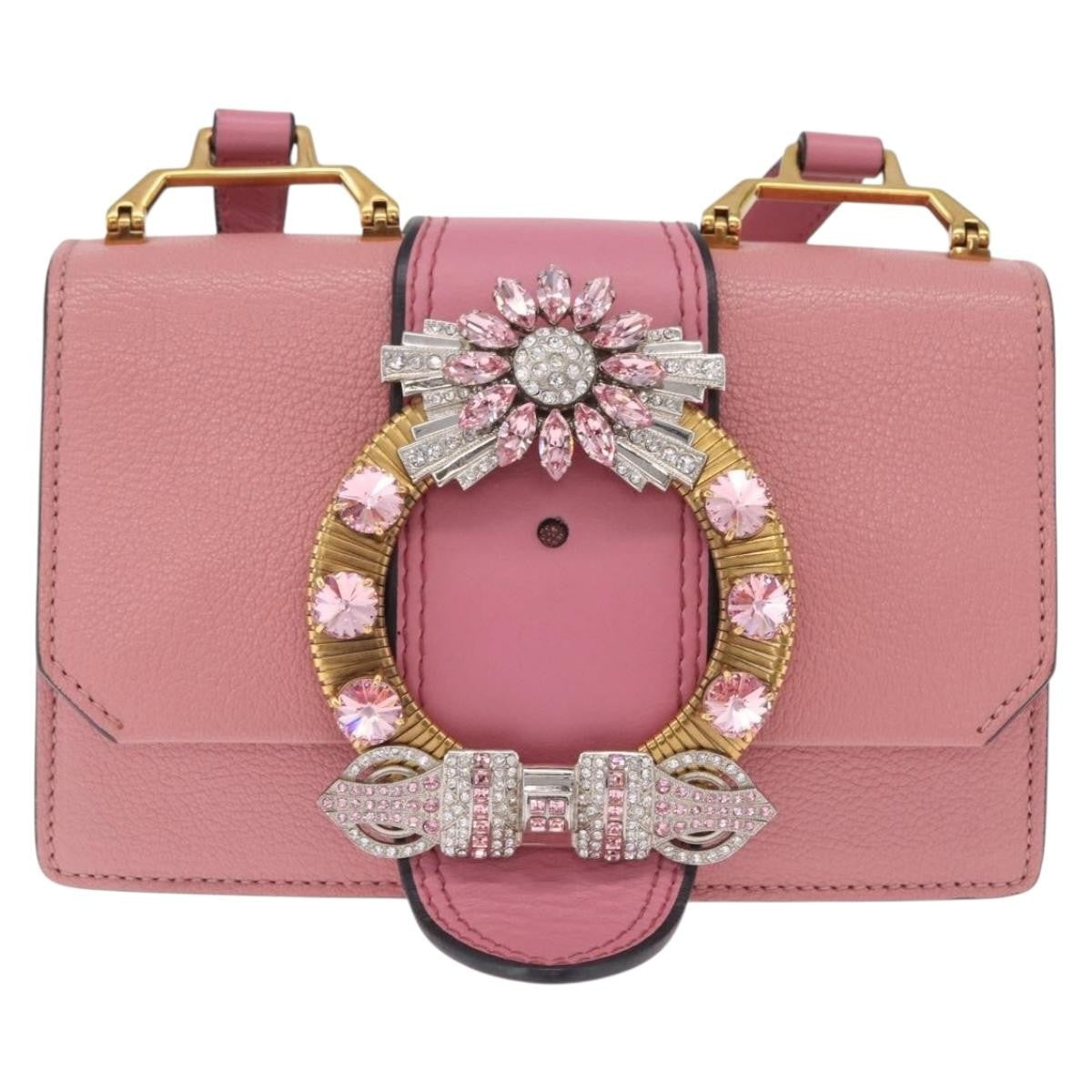Miu Miu Madras Crystal Flap Leather Small