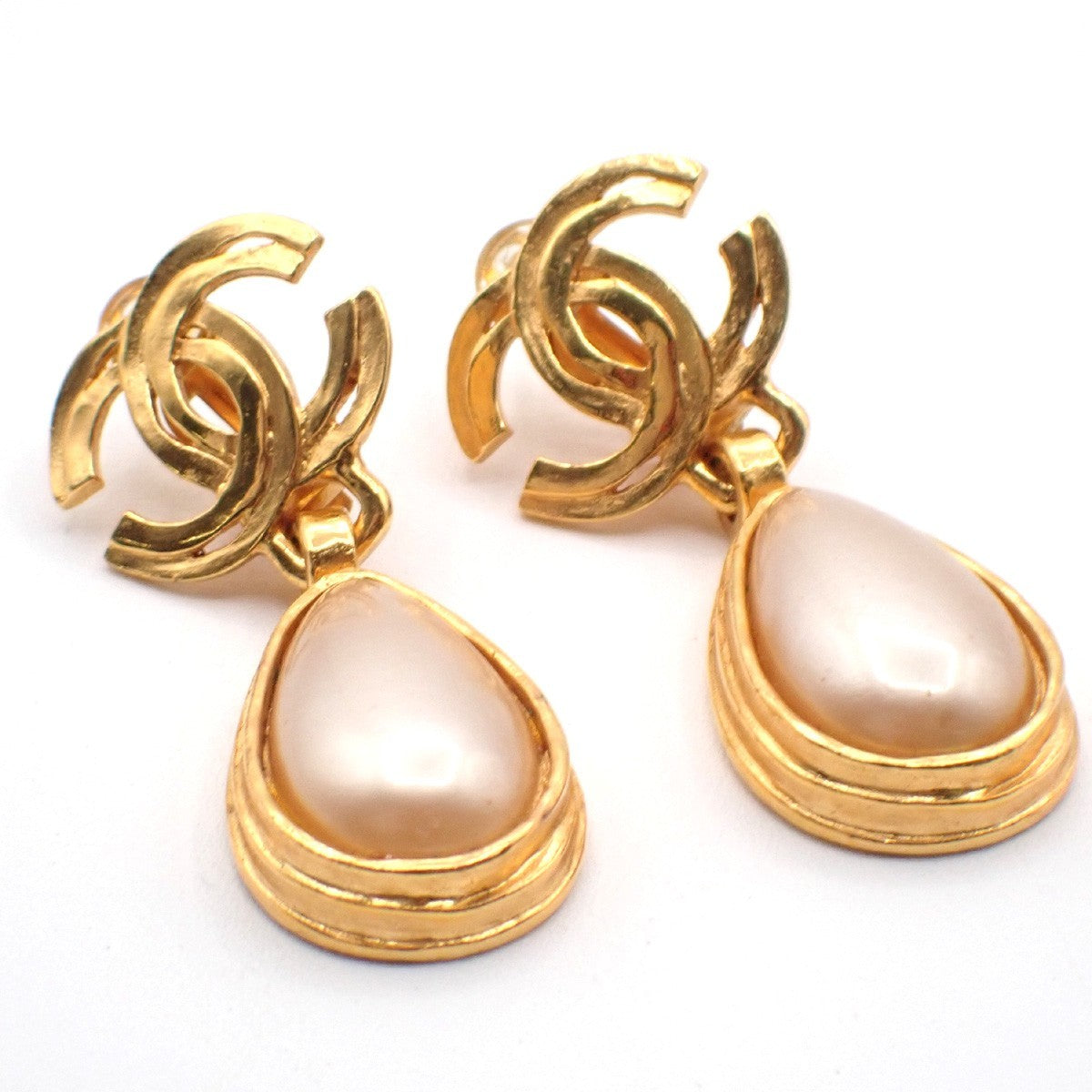 Chanel CC Teardrop Earrings Metal with Faux Pearl Product Image