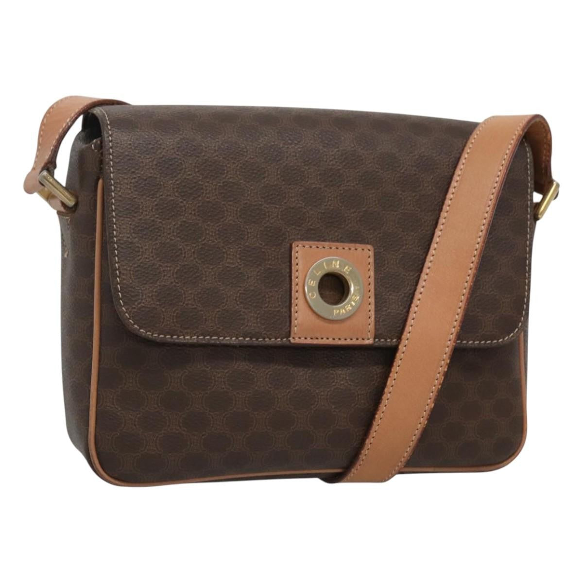 Celine Vintage Macadam Circle Logo Canvas and Leather Product Image